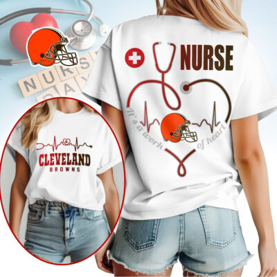 Cleveland Browns | Premium NFL Nurse Heartbeat 3D T-Shirt NTH1