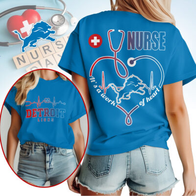 Detroit Lions | Premium NFL Nurse Heartbeat 3D T-Shirt NTH1