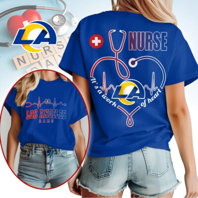 Los Angeles Rams | Premium NFL Nurse Heartbeat 3D T-Shirt NTH1