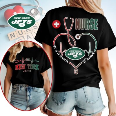 Alternative view of New York Jets | Premium NFL Nurse Heartbeat 3D T-Shirt NTH1