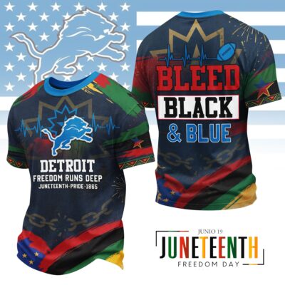 Detroit Lions | Premium NFL Juneteenth Freedom Runs Deep 3D Shirt