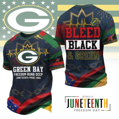 Green Bay Packers | Premium NFL Juneteenth Freedom Runs Deep 3D Shirt - XL