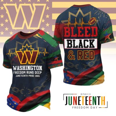 Washington Commanders | Premium NFL Juneteenth Freedom Runs Deep 3D Shirt - 4XL