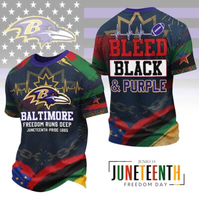 Baltimore Ravens | Premium NFL Juneteenth Freedom Runs Deep 3D Shirt