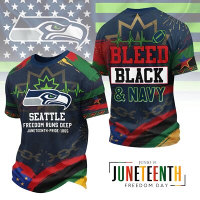 Seattle Seahawks | Premium NFL Juneteenth Freedom Runs Deep 3D Shirt - 4XL