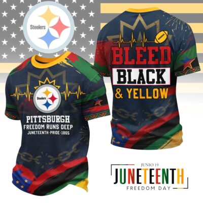 Pittsburgh Steelers | Premium NFL Juneteenth Freedom Runs Deep 3D Shirt