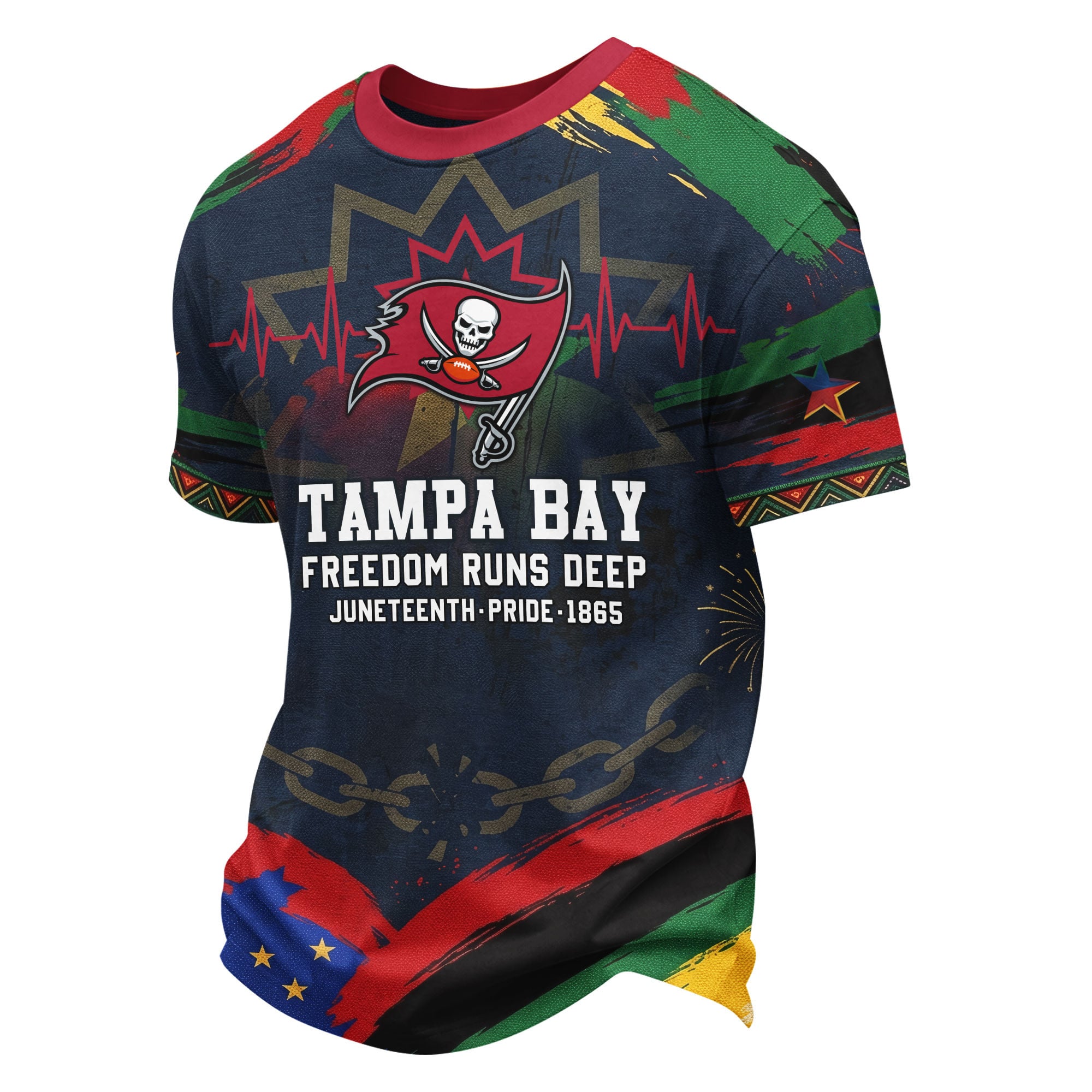 Tampa Bay Buccaneers | Premium NFL Juneteenth Freedom Runs Deep 3D Shirt - Image 2