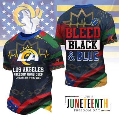 Los Angeles Rams | Premium NFL Juneteenth Freedom Runs Deep 3D Shirt - XL