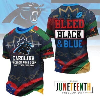 Carolina Panthers | Premium NFL Juneteenth Freedom Runs Deep 3D Shirt
