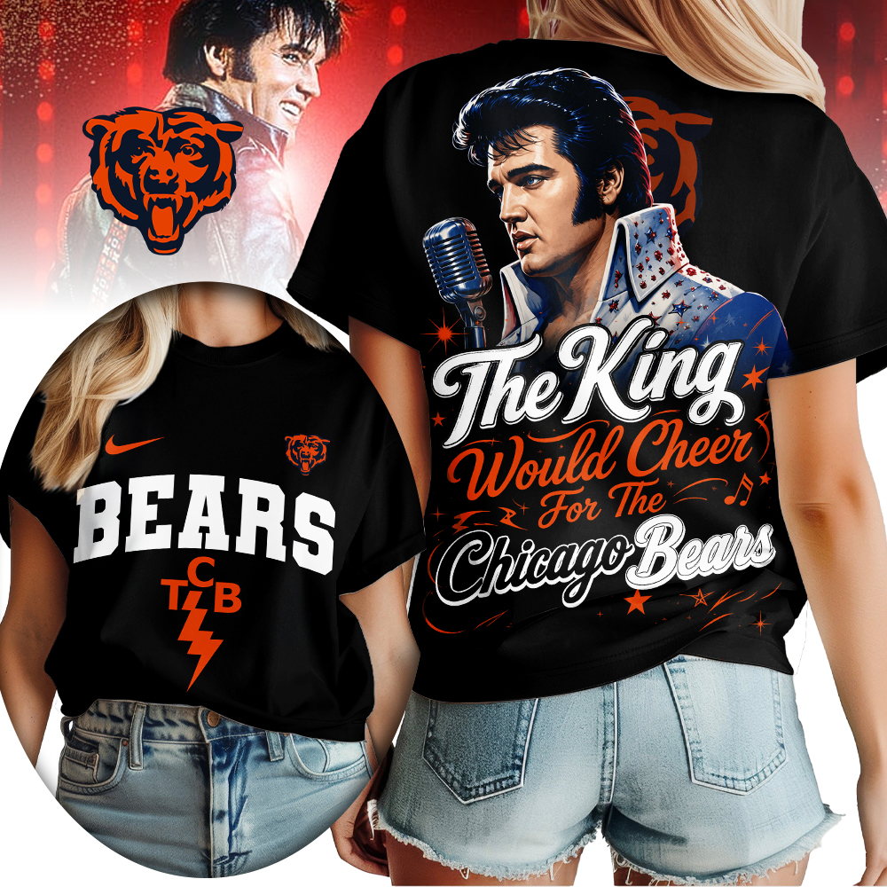Chicago Bears | Premium NFL Elvis Presley The King Women Shirt - Image 2