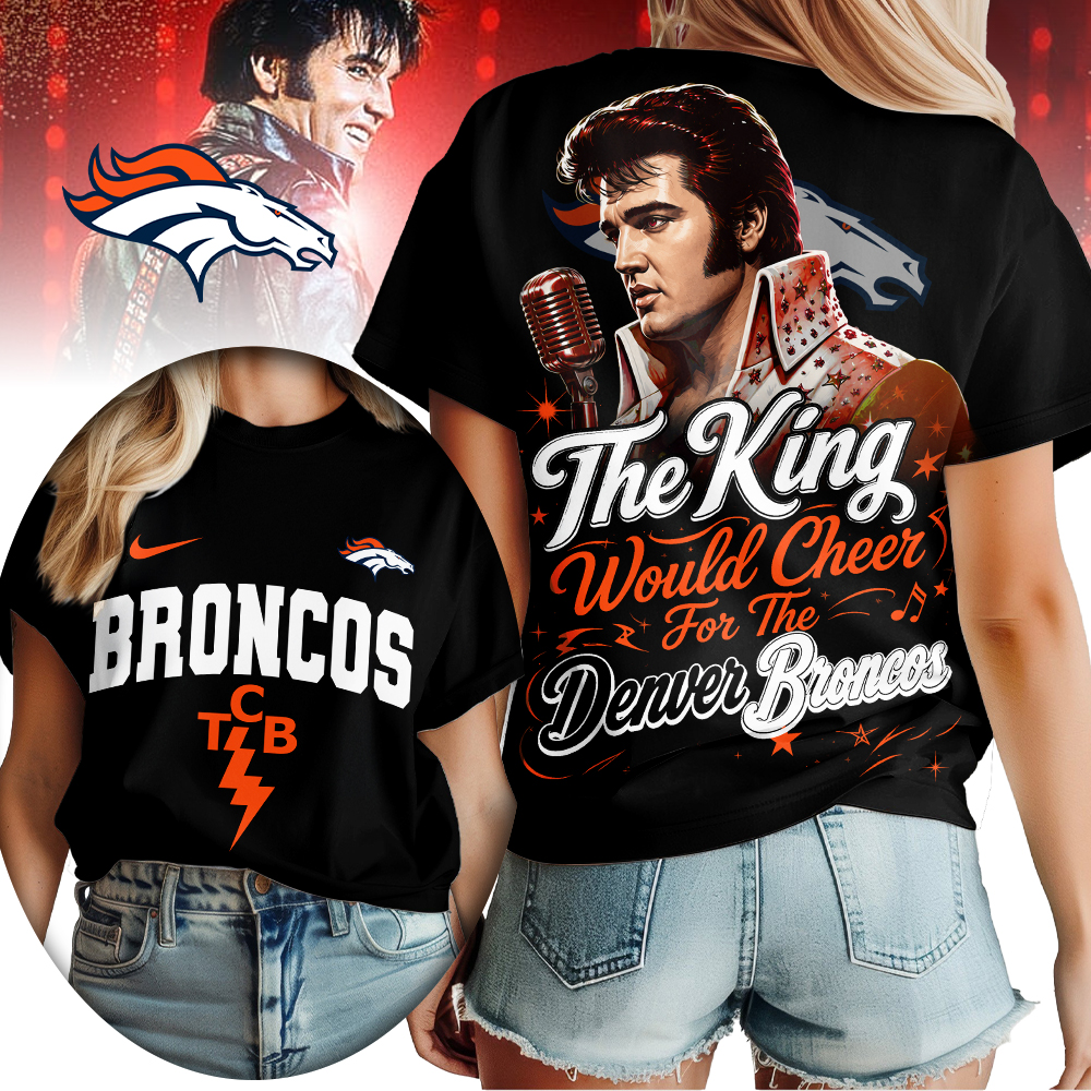 Denver Broncos | Premium NFL Elvis Presley The King Women Shirt - Image 2