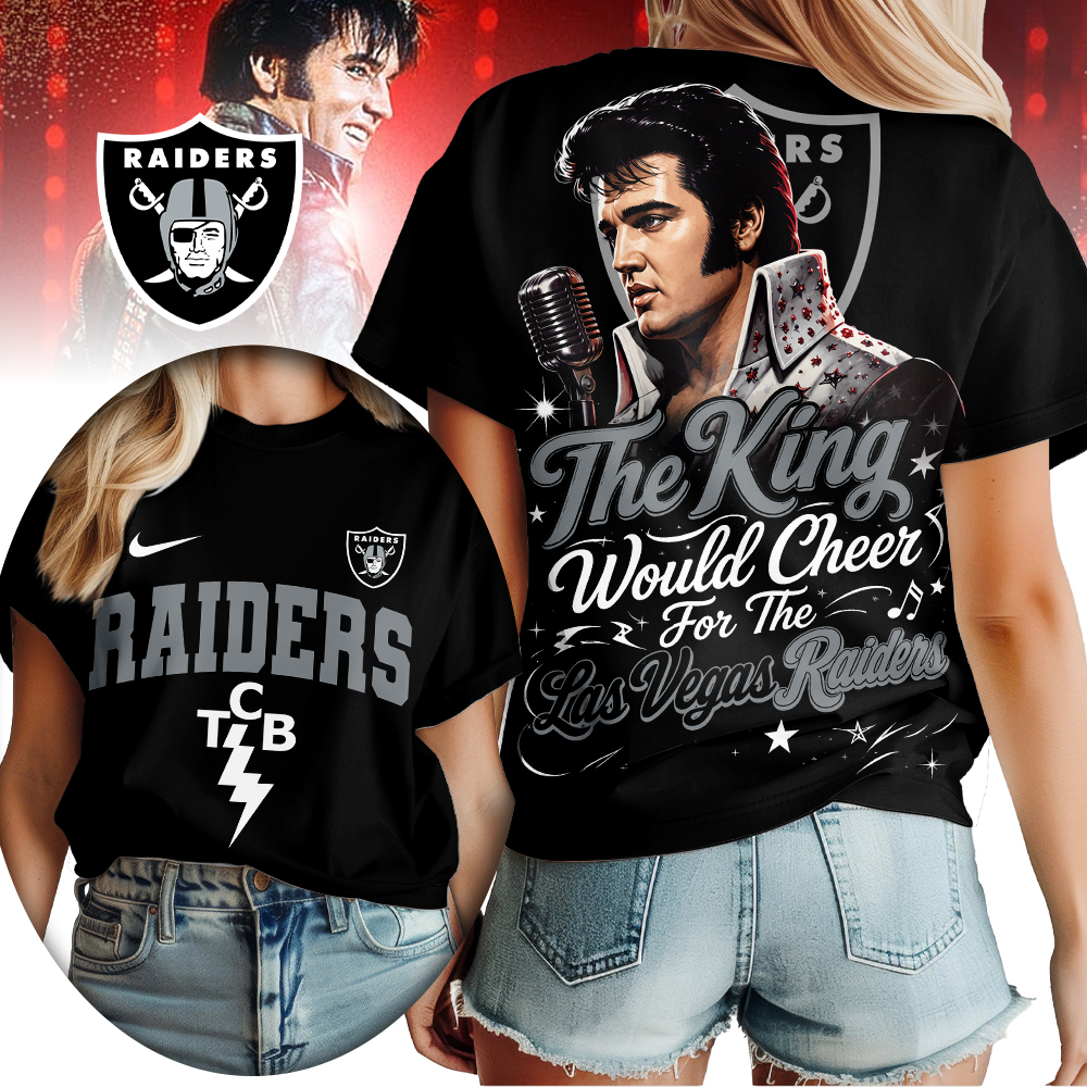 Las Vegas Raiders | Premium NFL Elvis Presley The King Women Shirt - Image 2
