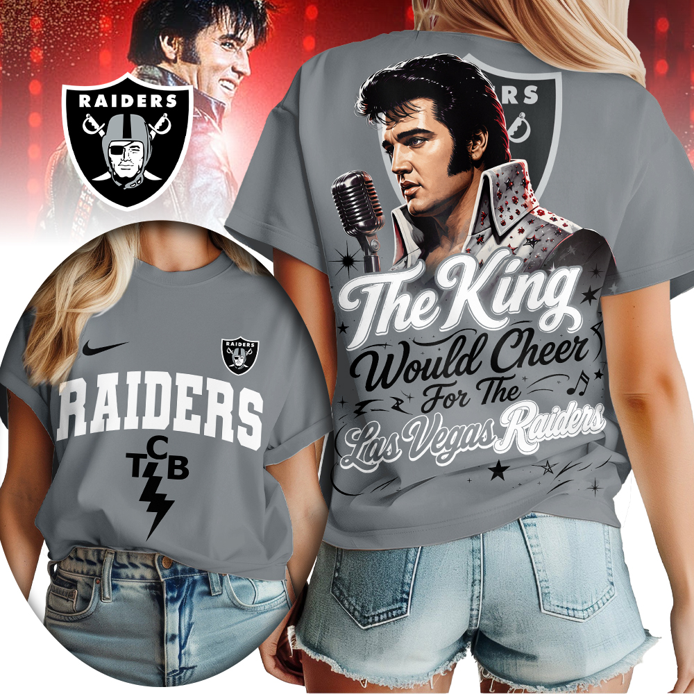 Las Vegas Raiders | Premium NFL Elvis Presley The King Women Shirt - Image 3
