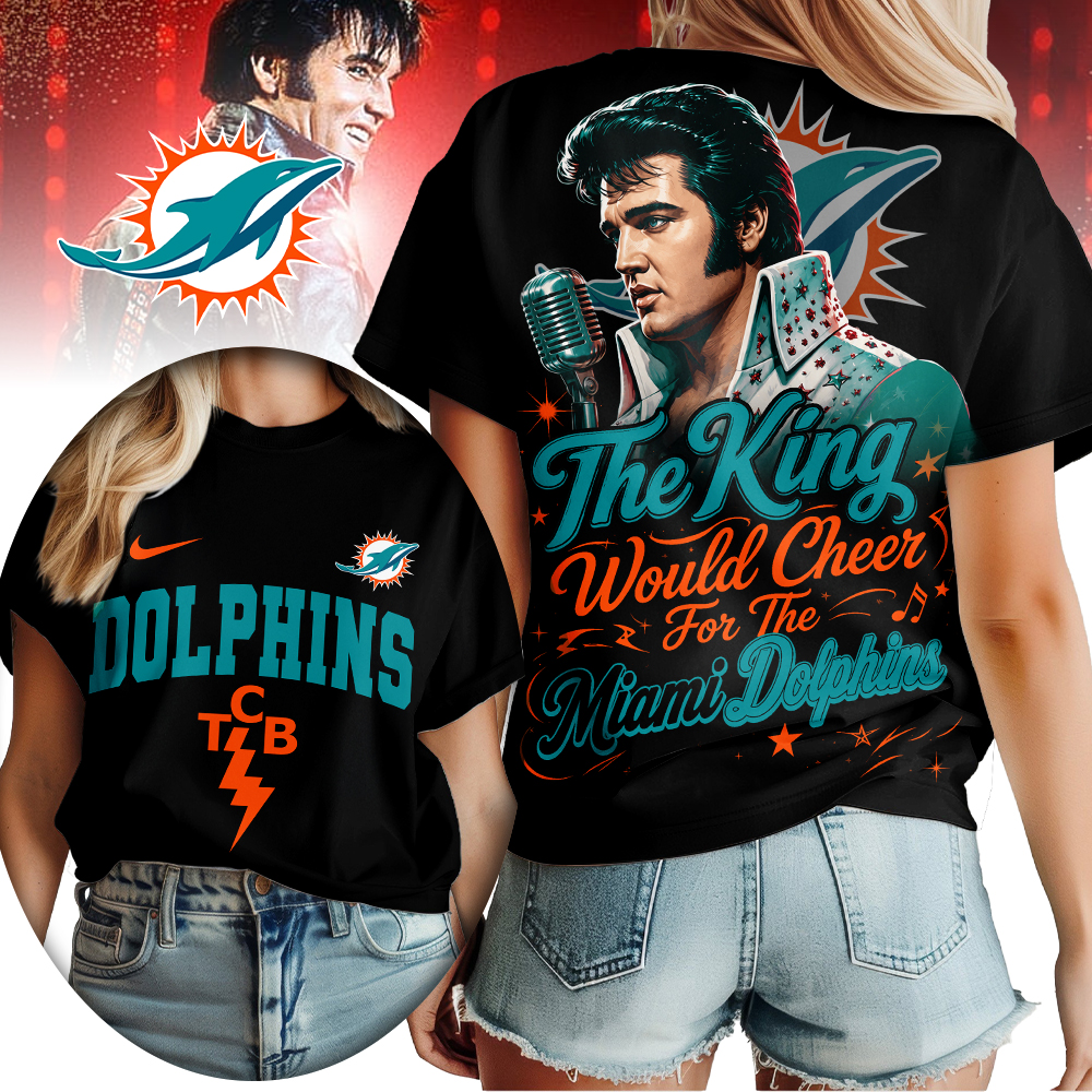Miami Dolphins | Premium NFL Elvis Presley The King Women Shirt - Image 2