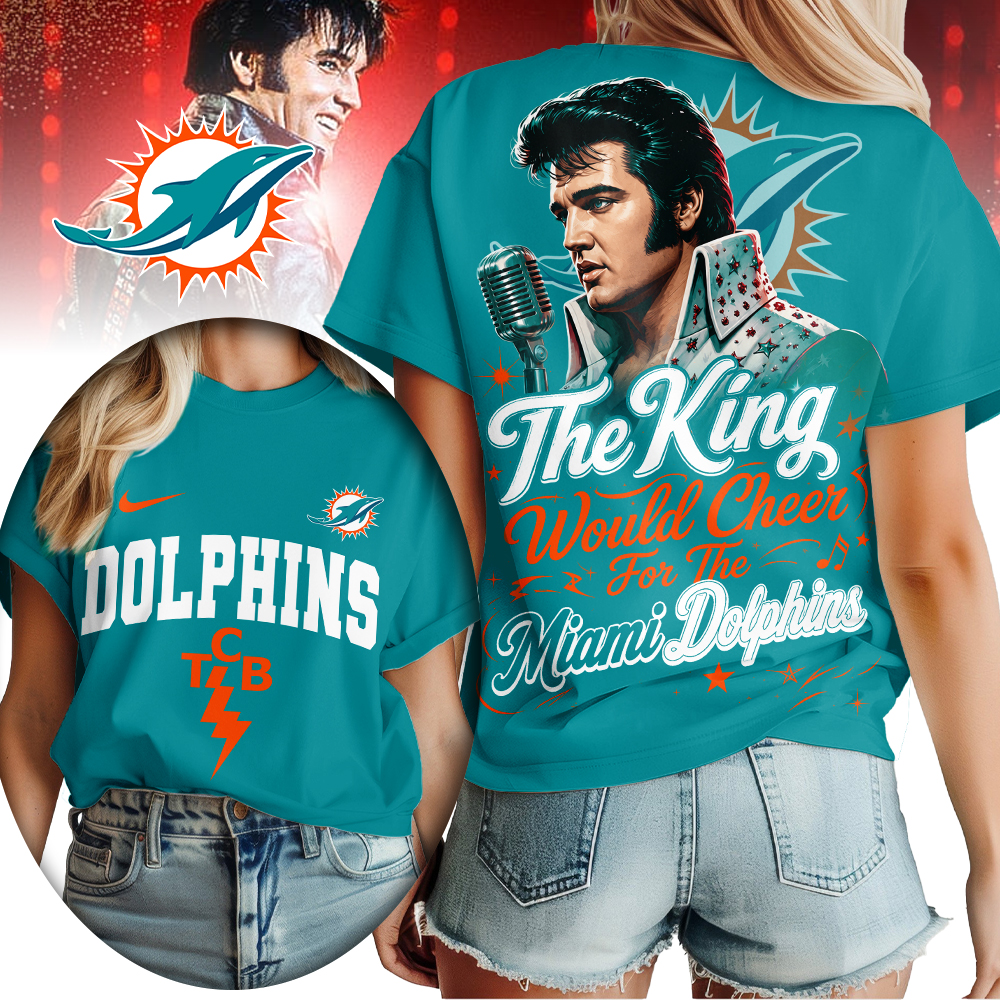 Miami Dolphins | Premium NFL Elvis Presley The King Women Shirt - Image 3