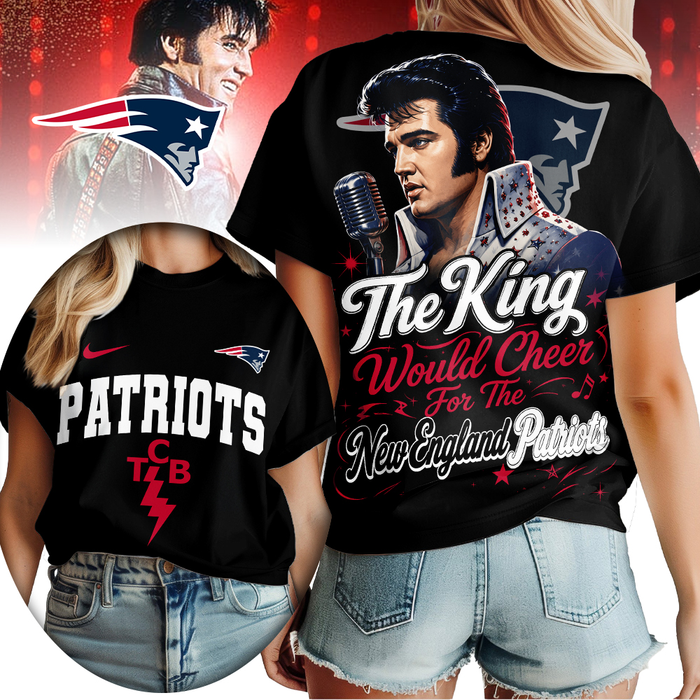 New England Patriots | Premium NFL Elvis Presley The King Women Shirt - Image 2