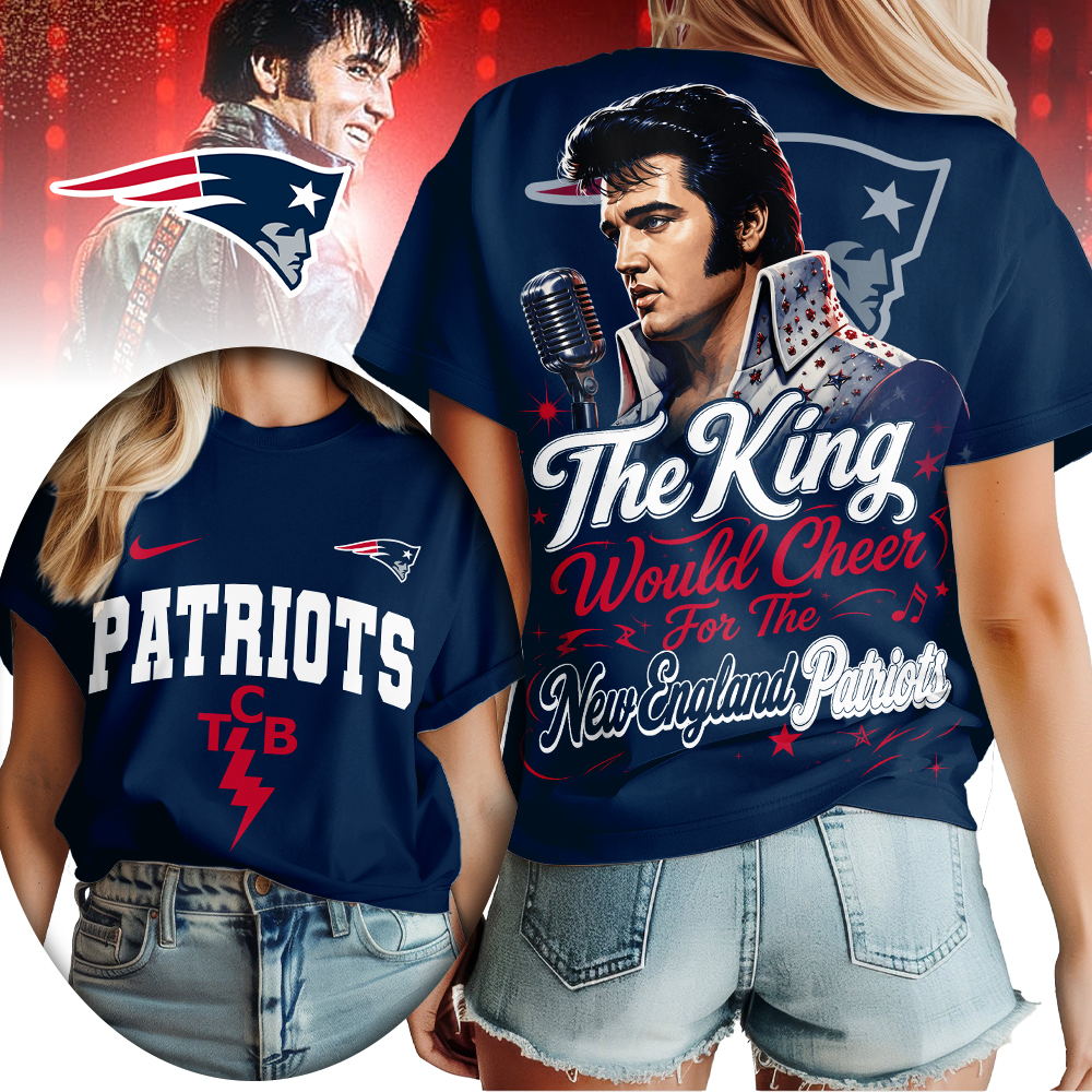 New England Patriots | Premium NFL Elvis Presley The King Women Shirt - Image 3