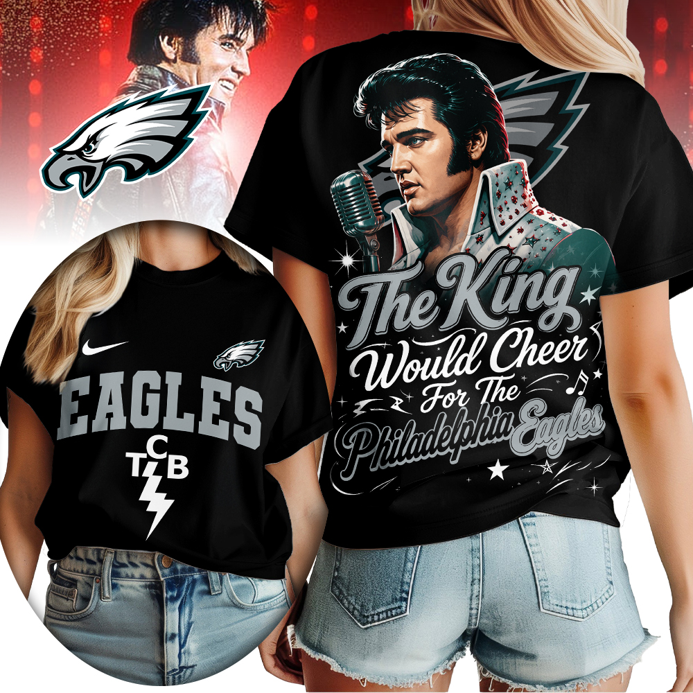 Philadelphia Eagles | Premium NFL Elvis Presley The King Women Shirt - Image 2