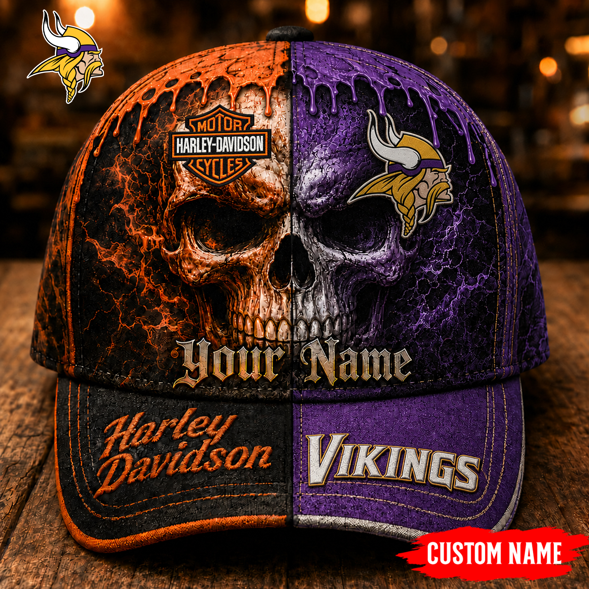 Minnesota Vikings | Premium NFL Harley Davidson Split Skull Classic Cap