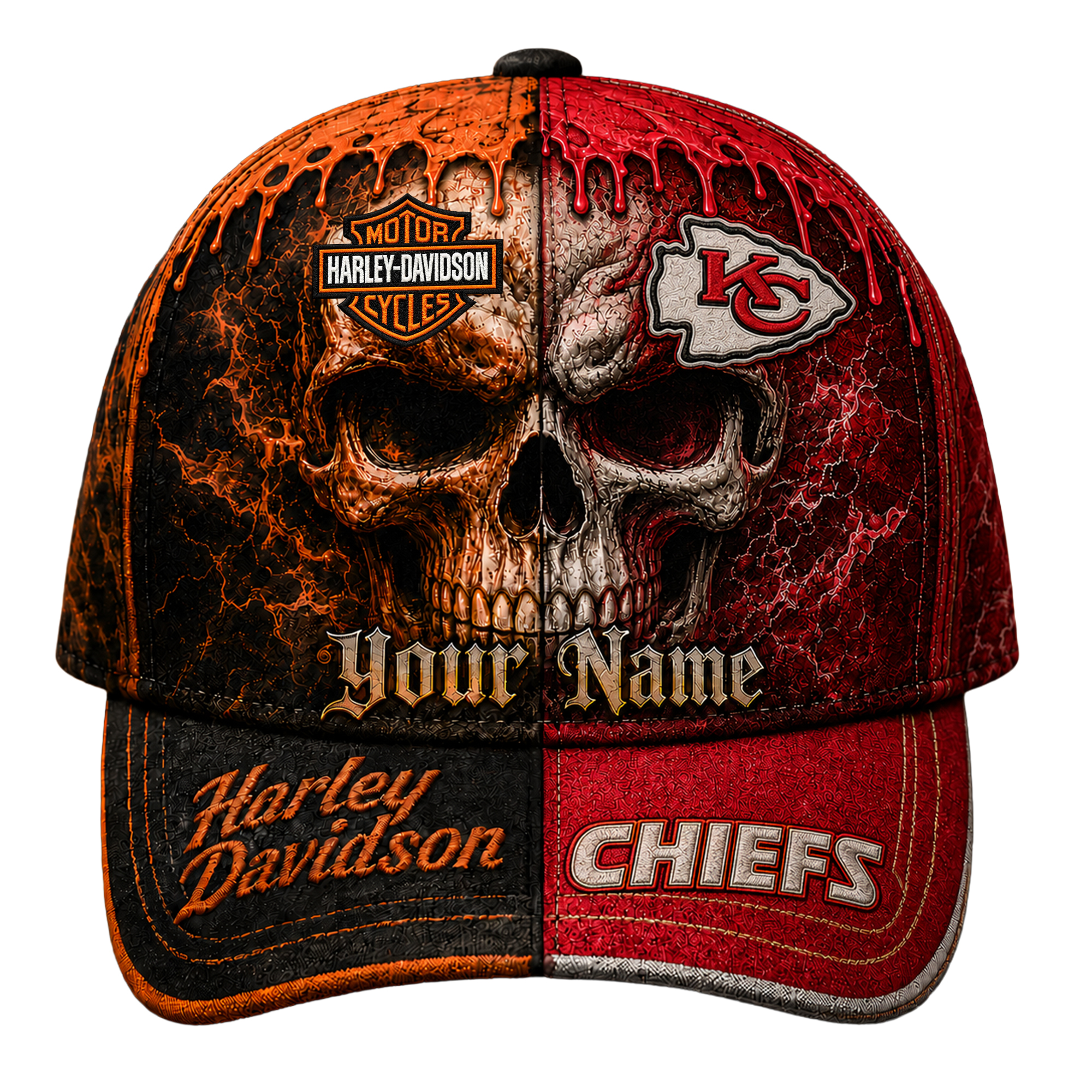 Kansas City Chiefs | Premium NFL Harley Davidson Split Skull Classic Cap - Image 2