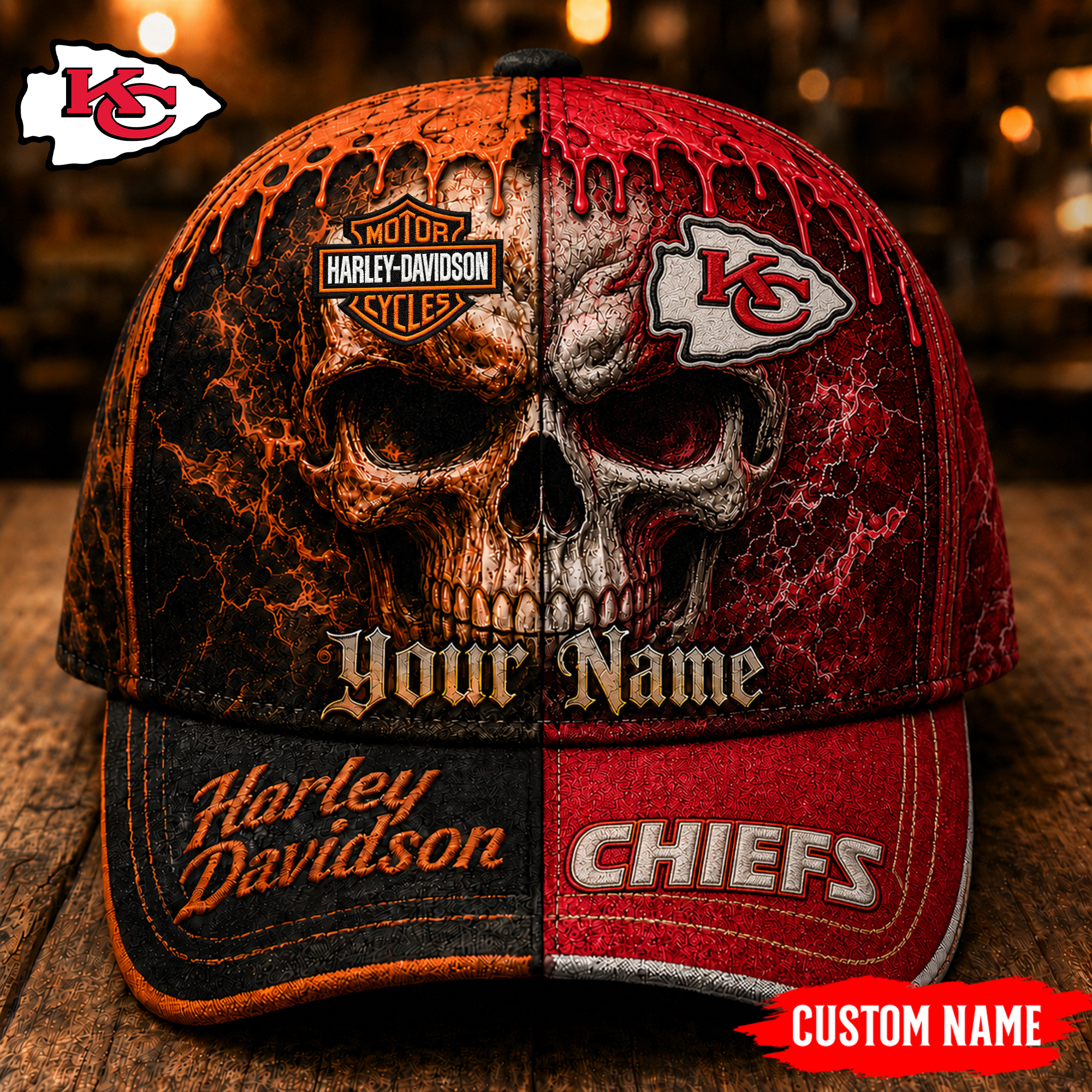 Kansas City Chiefs | Premium NFL Harley Davidson Split Skull Classic Cap