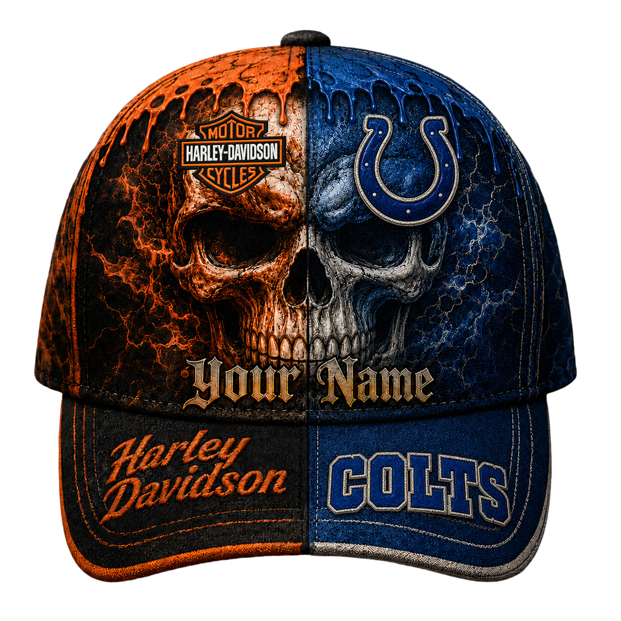 Indianapolis Colts | Premium NFL Harley Davidson Split Skull Classic Cap - Image 2