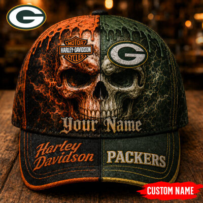 Green Bay Packers | Premium NFL Harley Davidson Split Skull Classic Cap