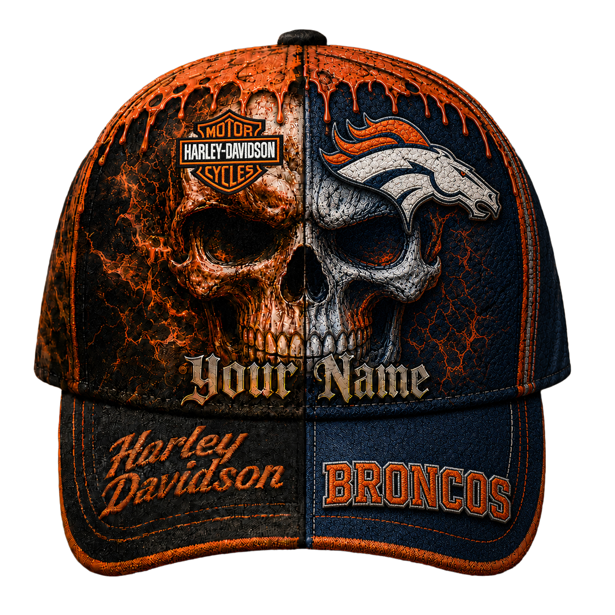 Denver Broncos | Premium NFL Harley Davidson Split Skull Classic Cap - Image 2