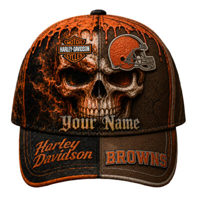 Alternative view of Cleveland Browns | Premium NFL Harley Davidson Split Skull Classic Cap