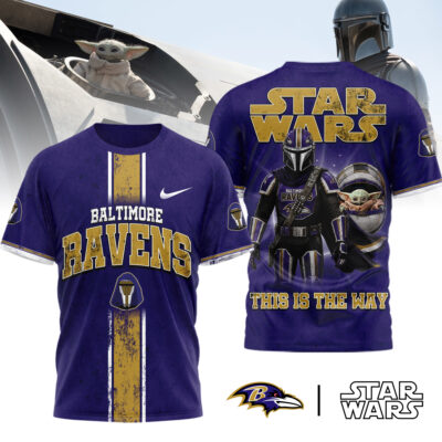 Baltimore Ravens | Premium NFL This Is The Way Star Wars 3D Shirt