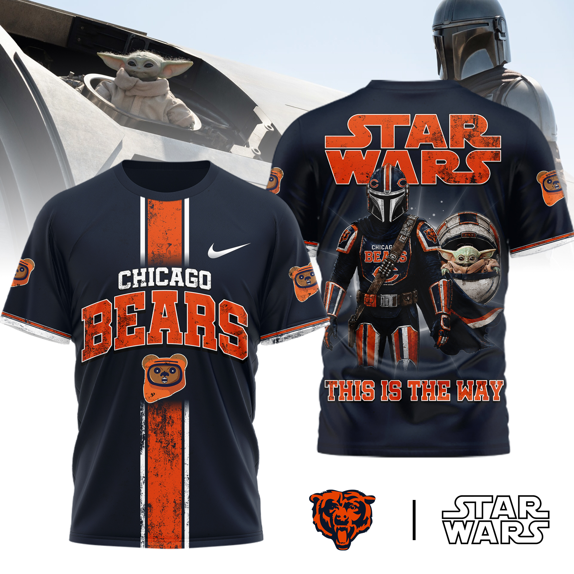 Chicago Bears | Premium NFL This Is The Way Star Wars 3D Shirt