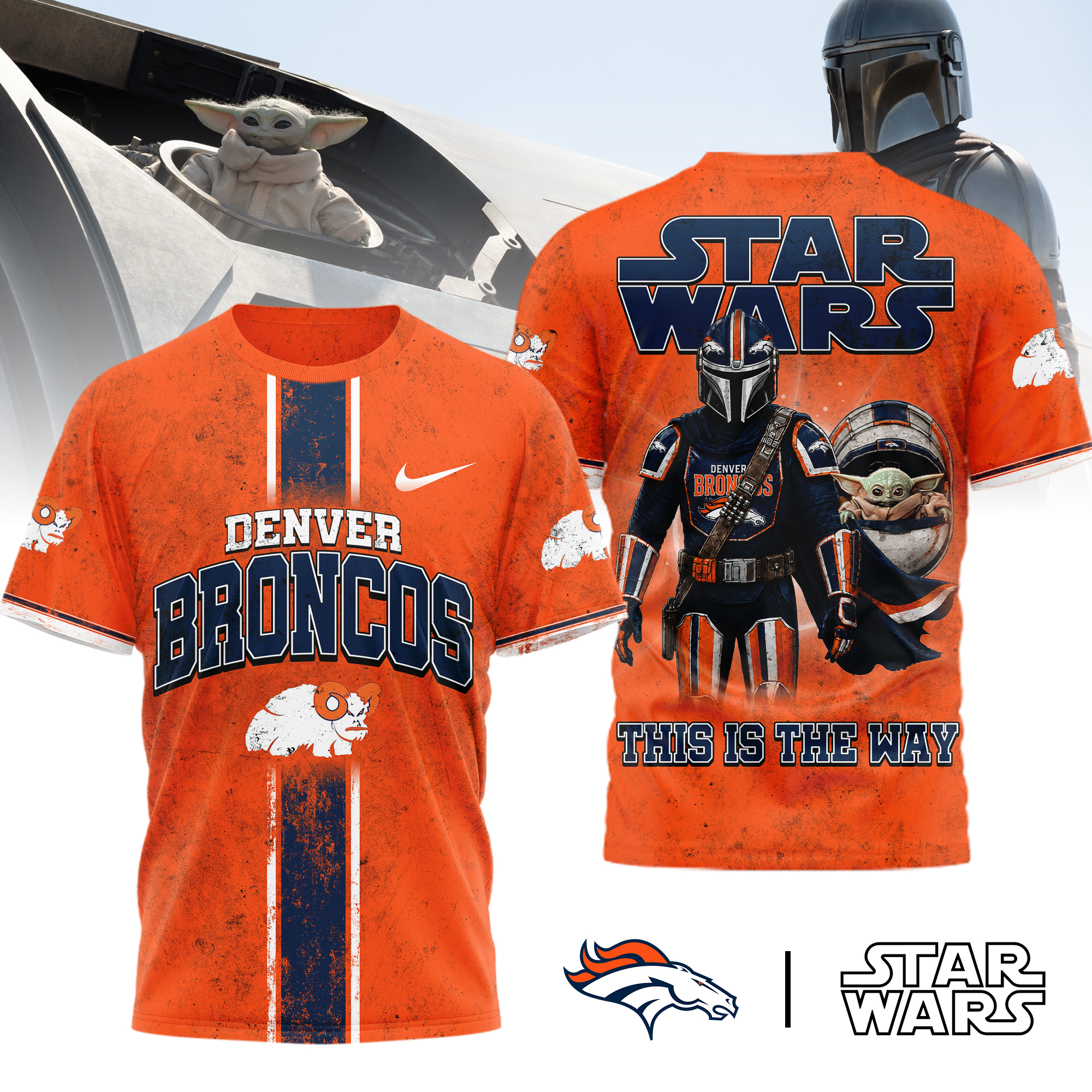 Denver Broncos | Premium NFL This Is The Way Star Wars 3D Shirt