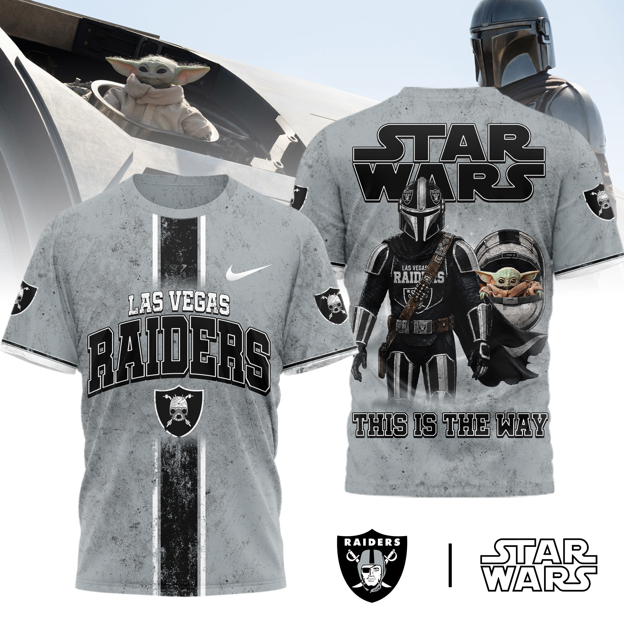 Las Vegas Raiders | Premium NFL This Is The Way Star Wars 3D Shirt