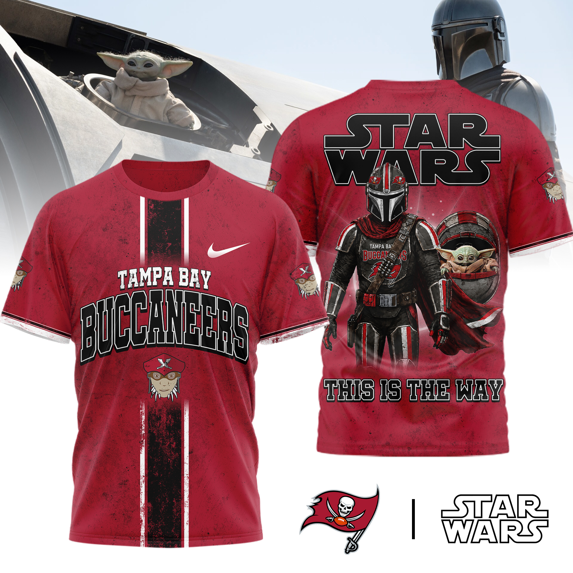 Tampa Bay Buccaneers | Premium NFL This Is The Way Star Wars 3D Shirt