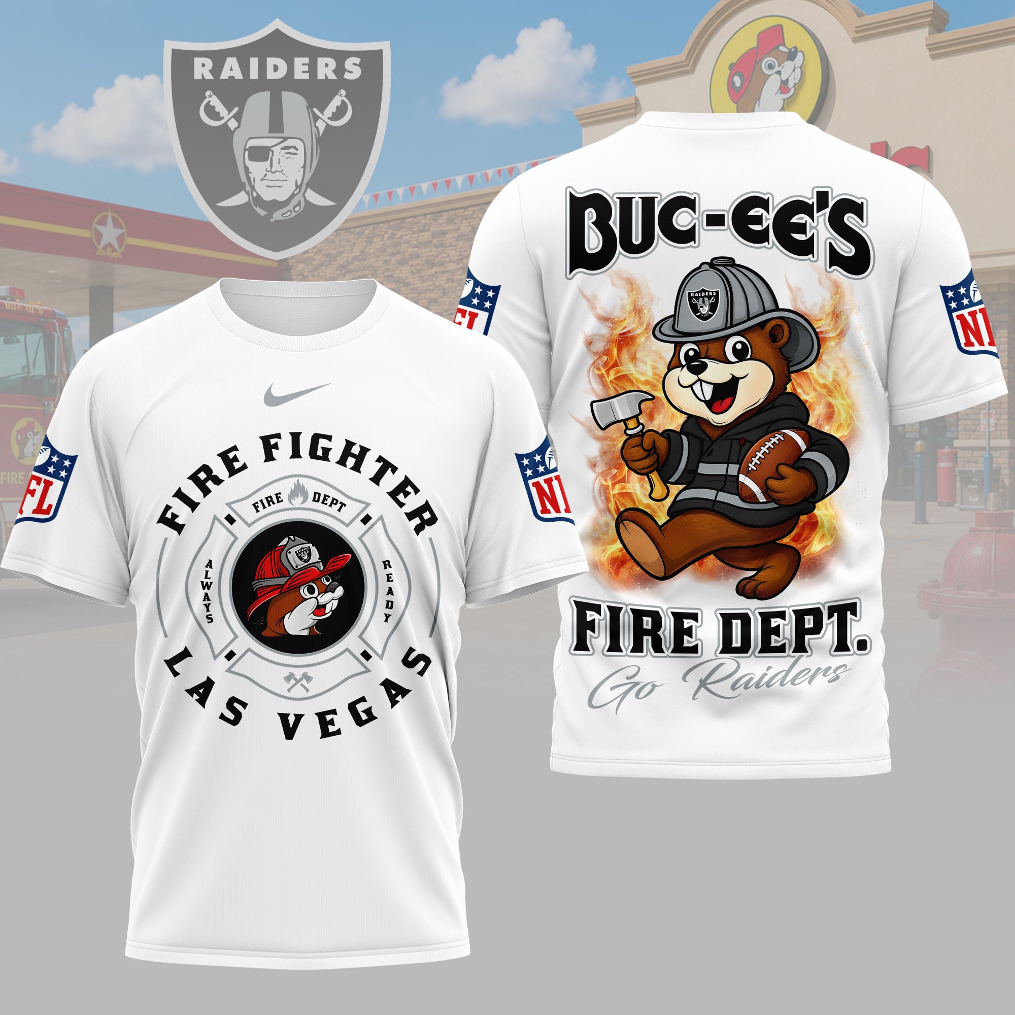 Las Vegas Raiders | Premium NFL Firefighter Strong 3D Shirt