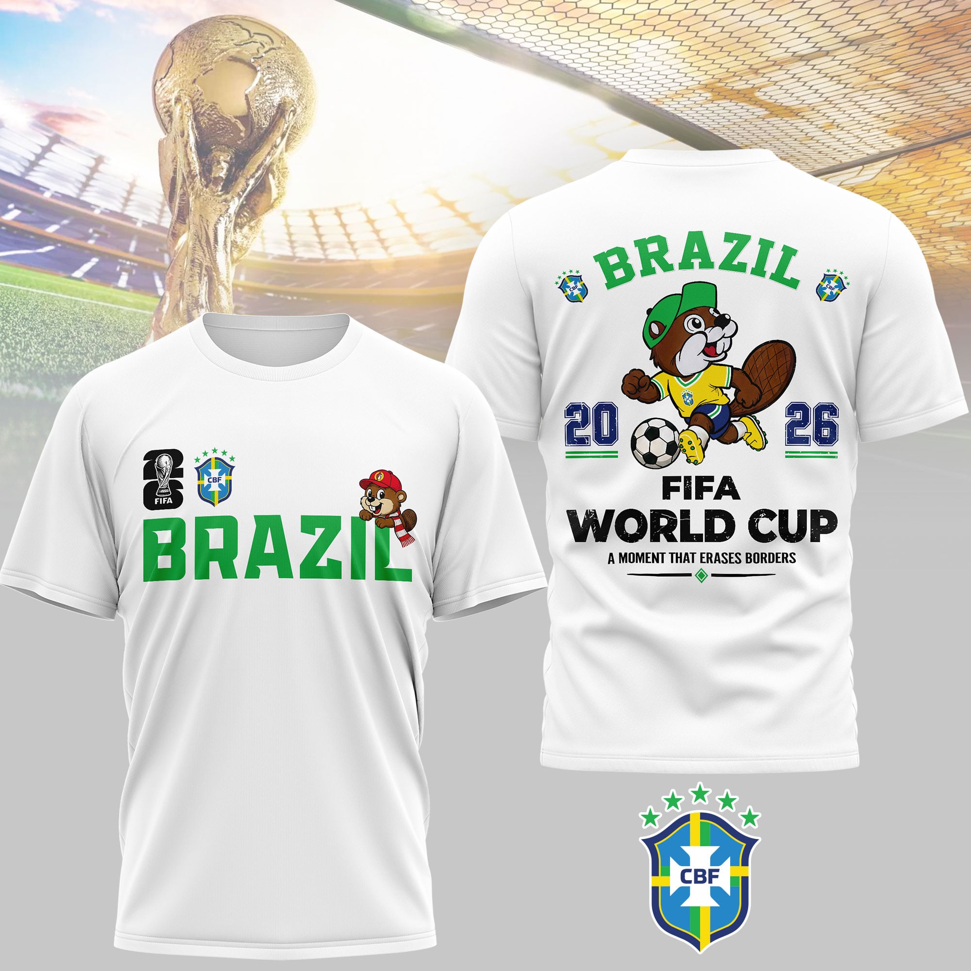 Brazil | Premium WC26 Golden Trophy 3D Shirt NTH1