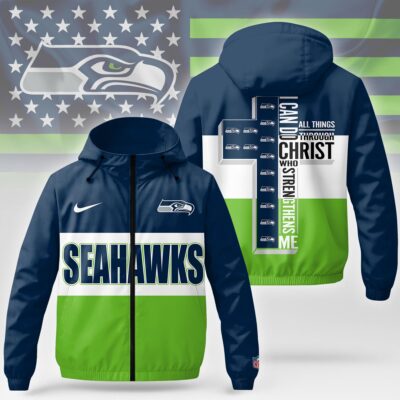 Seattle Seahawks | Premium NFL Strength Through Christ Windbreaker Jacket NTH1