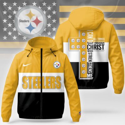 Pittsburgh Steelers | Premium NFL Strength Through Christ Windbreaker Jacket NTH1