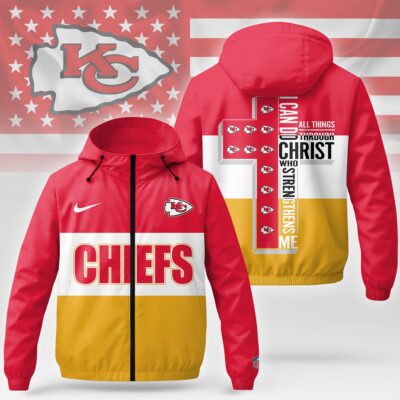 Kansas City Chiefs | Premium NFL Strength Through Christ Windbreaker Jacket NTH1 - S