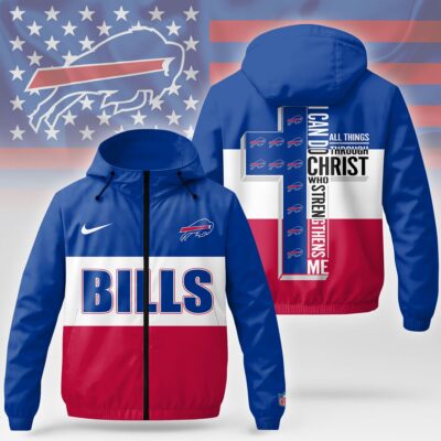 Buffalo Bills | Premium NFL Strength Through Christ Windbreaker Jacket NTH1 - 3XL