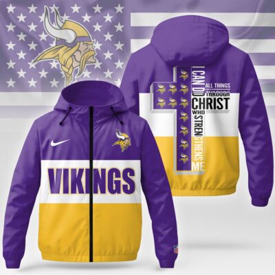 Minnesota Vikings | Premium NFL Strength Through Christ Windbreaker Jacket NTH1