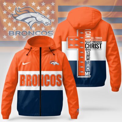 Denver Broncos | Premium NFL Strength Through Christ Windbreaker Jacket NTH1 - L