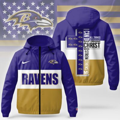 Baltimore Ravens | Premium NFL Strength Through Christ Windbreaker Jacket NTH1