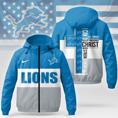 Detroit Lions | Premium NFL Strength Through Christ Windbreaker Jacket NTH1 - XL