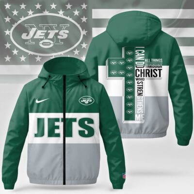 New York Jets | Premium NFL Strength Through Christ Windbreaker Jacket NTH1