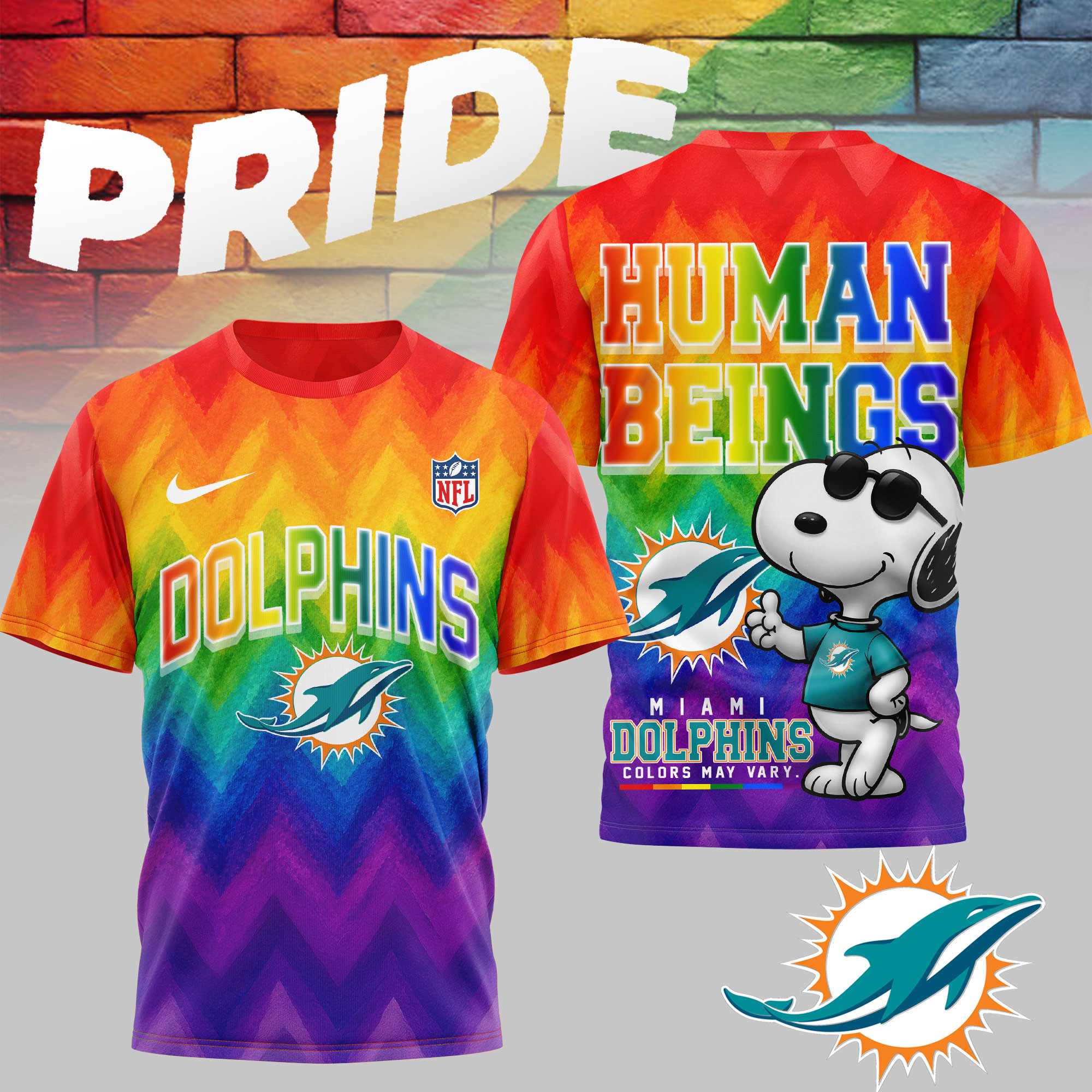 Miami Dolphins | Premium NFL Rainbow Pride 3D Shirt NTH1