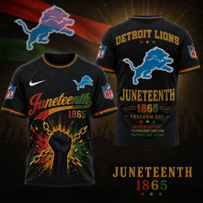 Detroit Lions | Premium NFL Juneteenth Freedom Day 3D Shirt - M