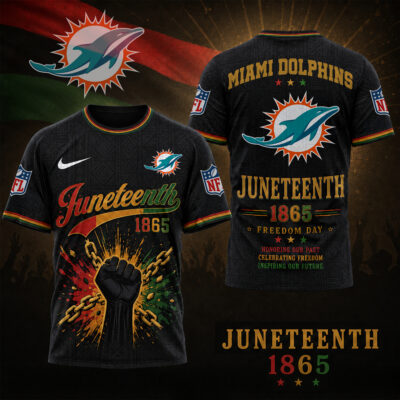Miami Dolphins | Premium NFL Juneteenth Freedom Day 3D Shirt