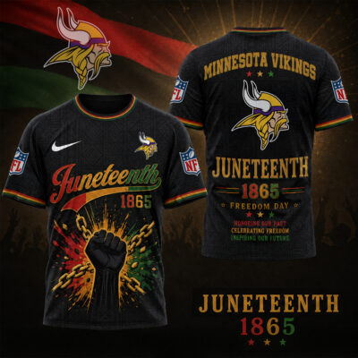 Minnesota Vikings | Premium NFL Juneteenth Freedom Day 3D Shirt - 4XL