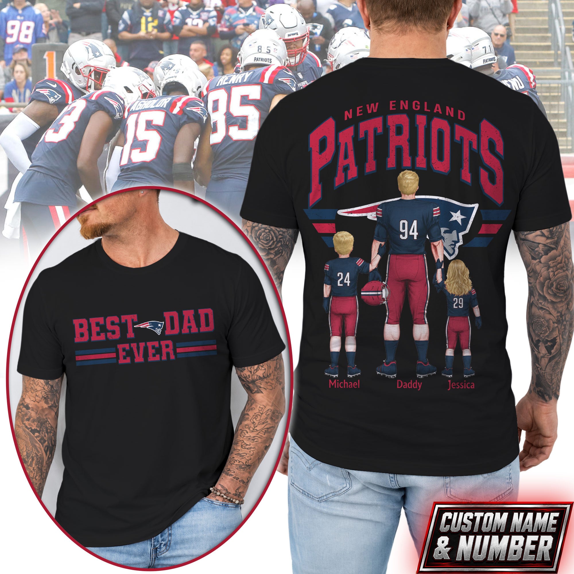 New England Patriots | Premium NFL Best Dad Ever 3D Shirt NTH1